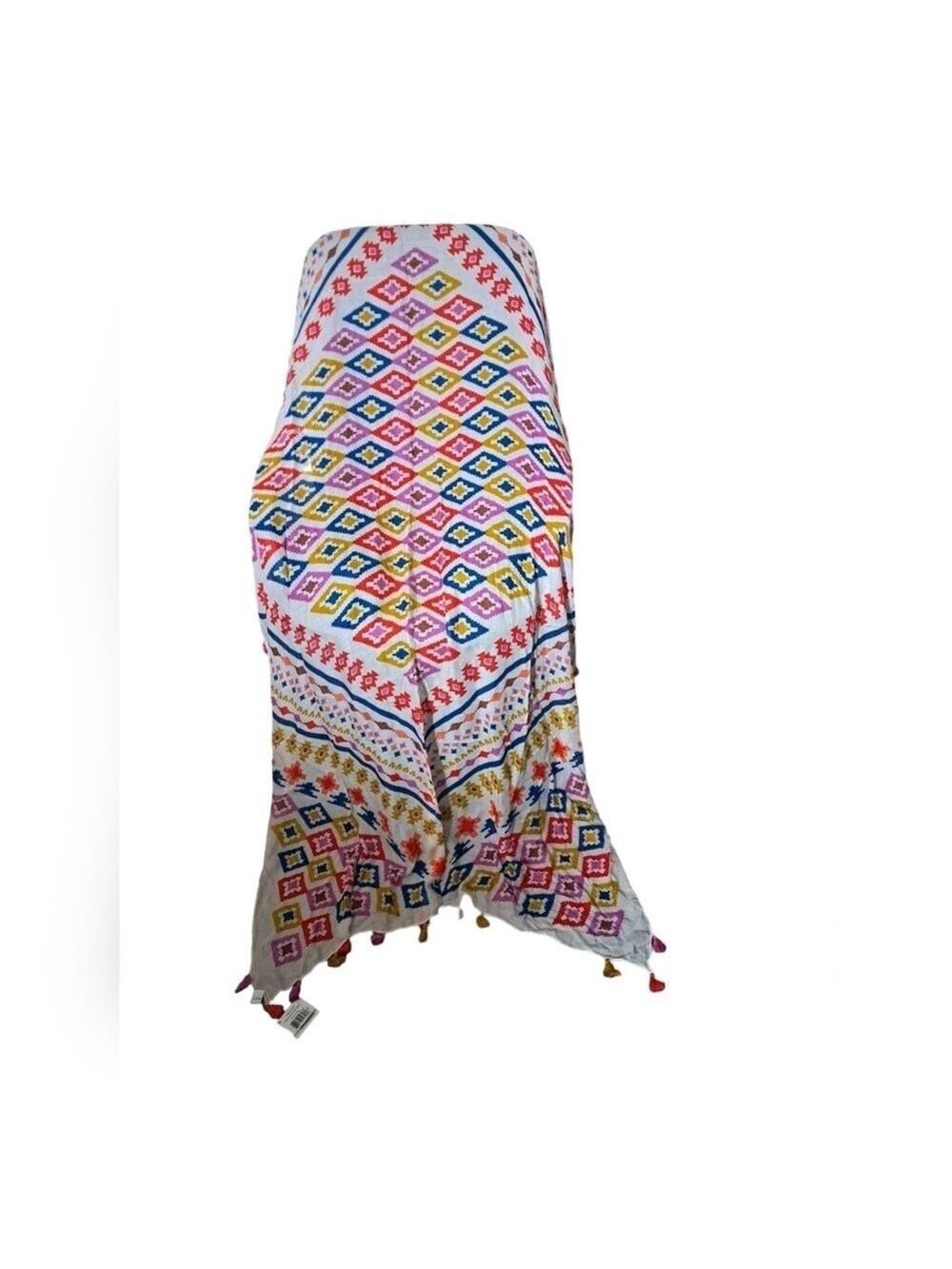 VERA BRADLEY Tassel Scarf Hacienda cross stitch AZTEC southwestern BOHO *flaw*